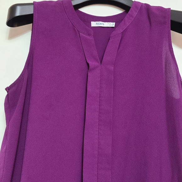 L Rickis purple blouse sleeveless top v neck - Picture 4 of 6